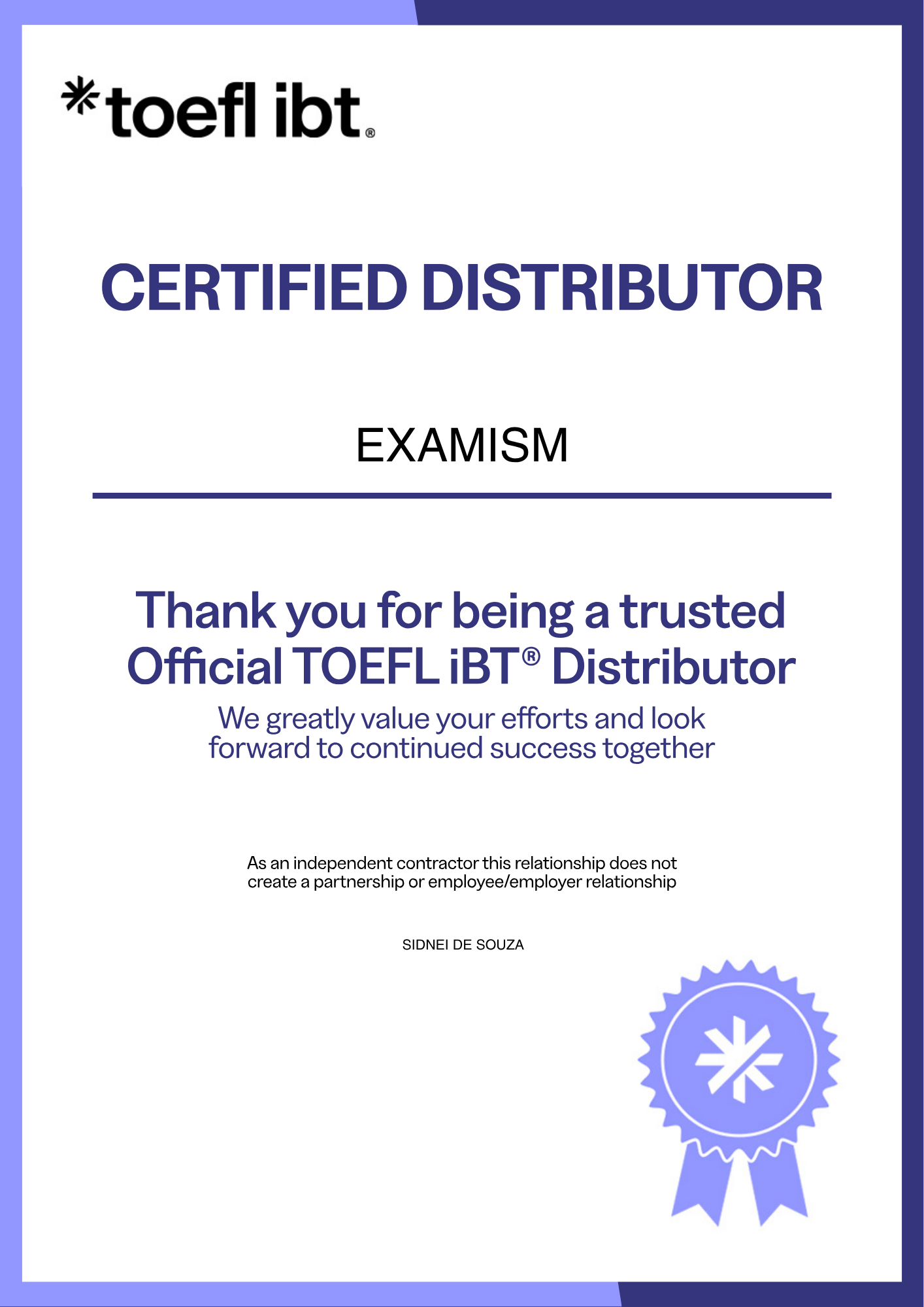 TOEFL Certificate